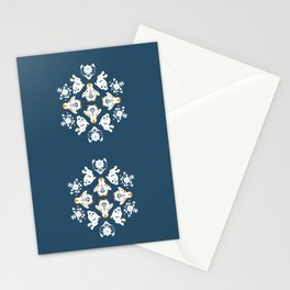 Folksy Animal Snowflakes - Scandinavian Holiday Art - Hygge Christmas Card Stationery Cards