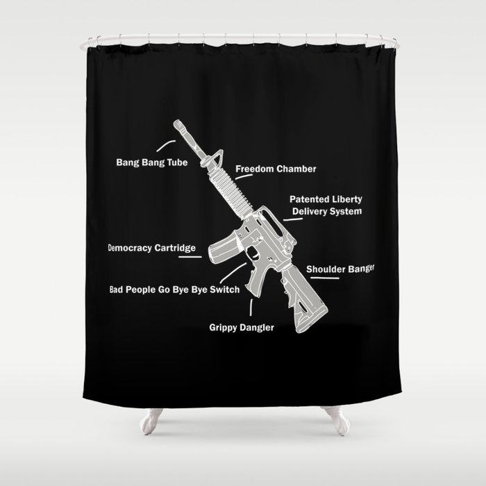 Anatomy of a Gun – Humor – Rifle Shower Curtain