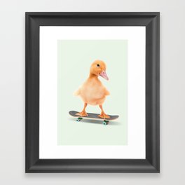 Skateboarding Duck Framed Art Print