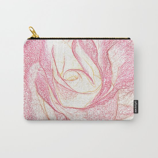 Summer Rose Pencil on White Carry-All Pouch