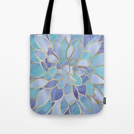 Flower Bloom, Teal, Turquoise, Purple, Gold Tote Bag