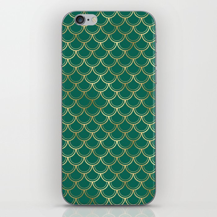 Gold Green Scales Pattern iPhone Skin