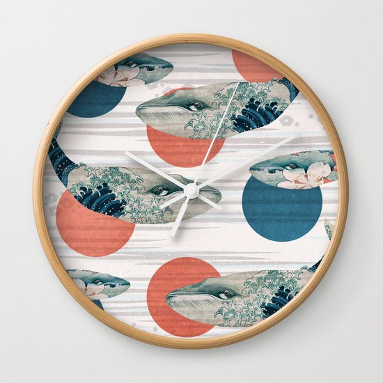 Whales and Polka Dots Wall Clock