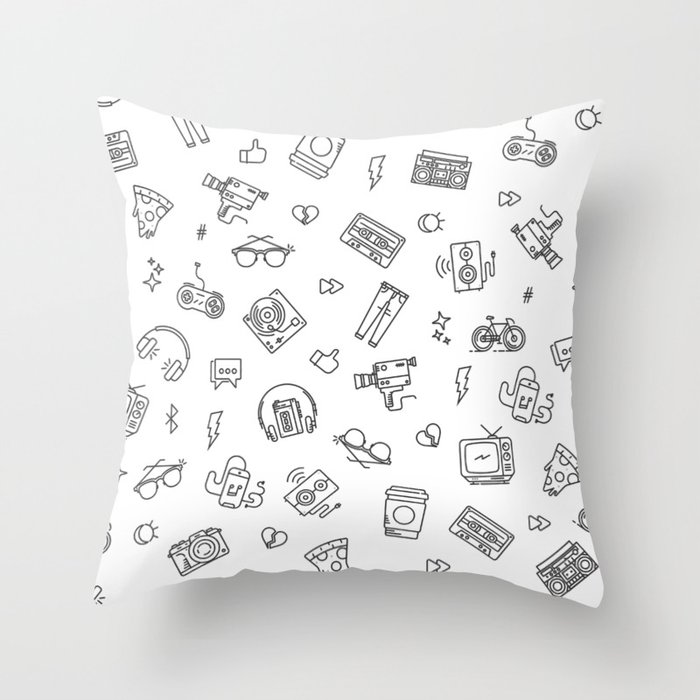 Retro tech pattern Throw Pillow