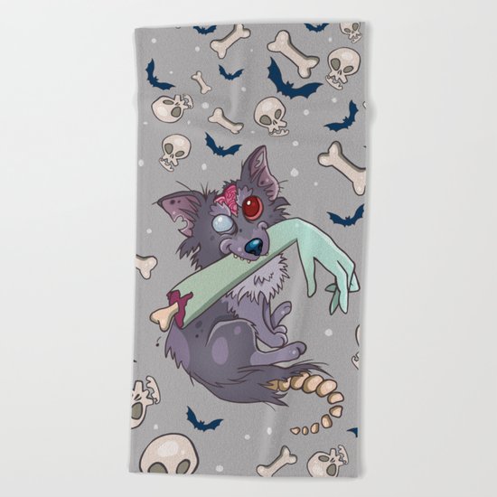 Rufus the zombie dog Beach Towel