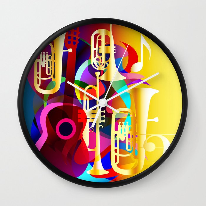 Colorful Music Instruments With Guitar Trumpet Musical Notes