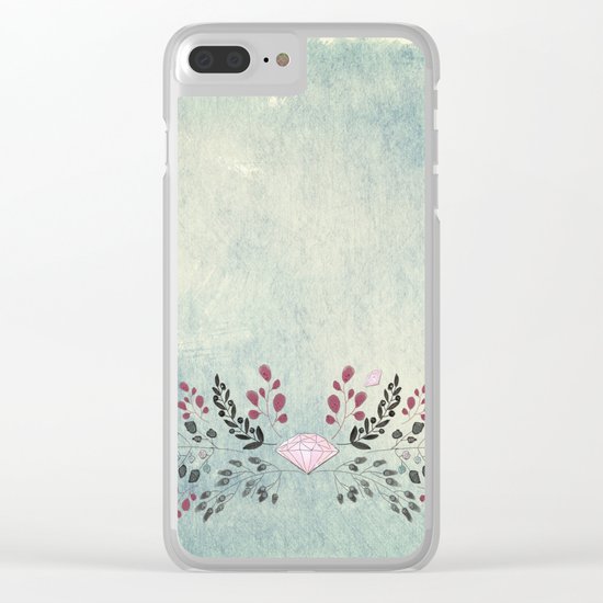Diamond and flowers - Floral Flowers watercolor illustration Clear iPhone Case
