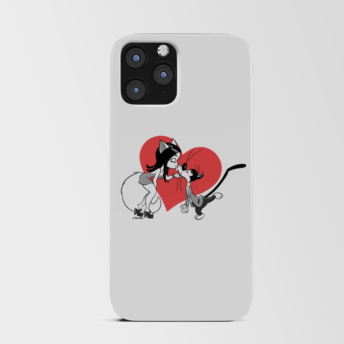 Cats in Love Retro 30s Cartoon Rubber Hose Style iPhone Card Case