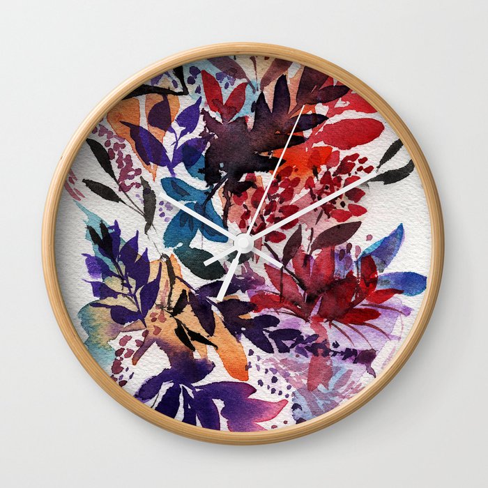 Floral Design, Flowers, Exotic, Vibrant Color, Watercolor flowers, Decor Wall Clock