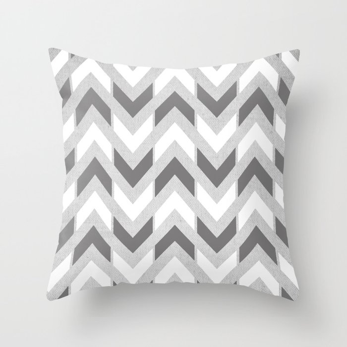 Grey White Herringbone Chevron Throw Pillow By Tangerinetane