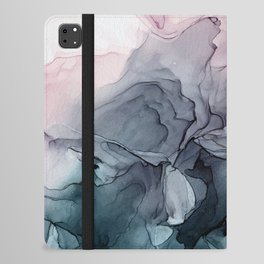 Blush and Payne's Grey Flowing Abstract Painting iPad Folio Case