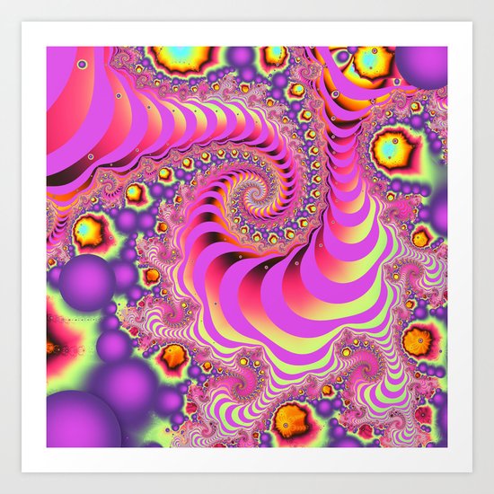 Colourful spiral motion, fractal abstract art Art Print