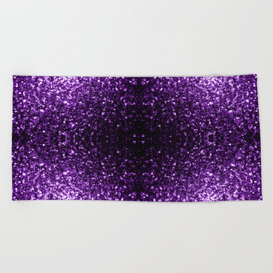Beautiful Dark Purple glitter sparkles Beach Towel