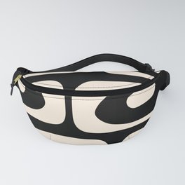 Mid Century Modern Piquet Abstract Pattern in Black and Almond Cream Fanny Pack