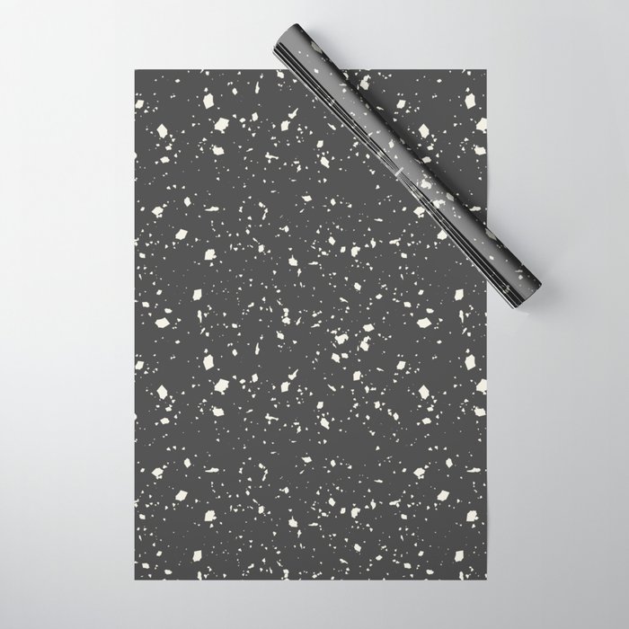 Dark Grey Terrazzo Seamless Pattern Wrapping Paper