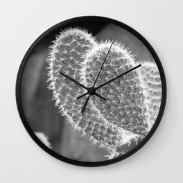 Mexican prickly pear cactus art print - botanical black and white  - nature and travel photography Wall Clock