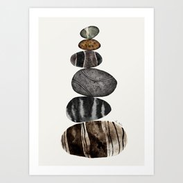 balancing beach pebbles Art Print