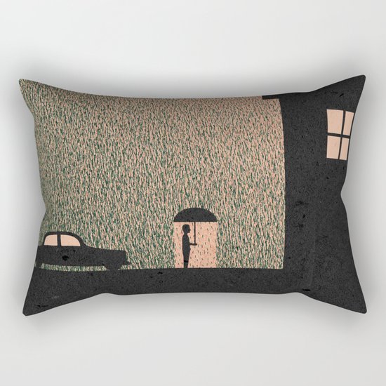 Waiting In The Rain Rectangular Pillow