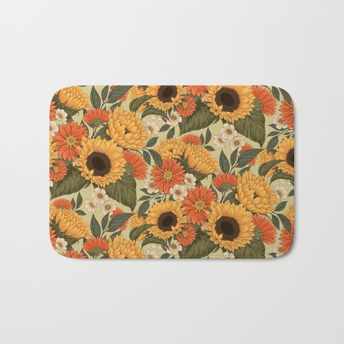 Sunflowers - Tranquill Green Bath Mat