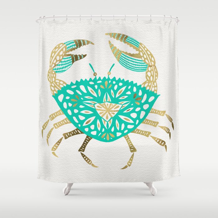 turquoise and gold shower curtain