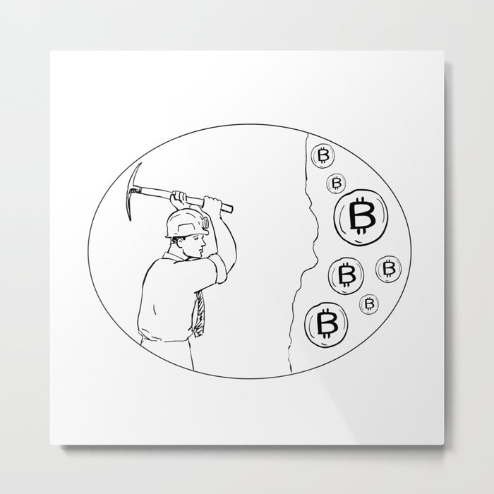 Bitcoin Miner Cryptocurrency Drawing Metal Print