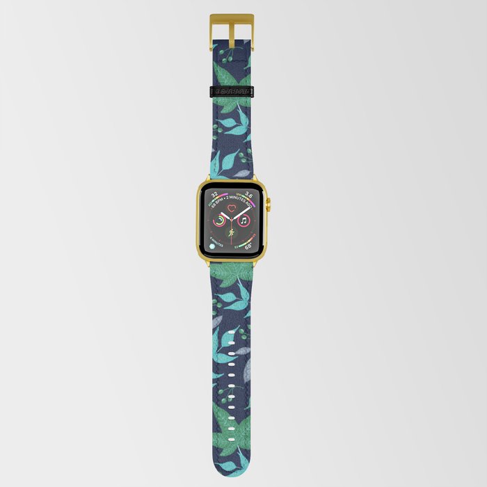Autumn Vibes Green on Blue Apple Watch Band