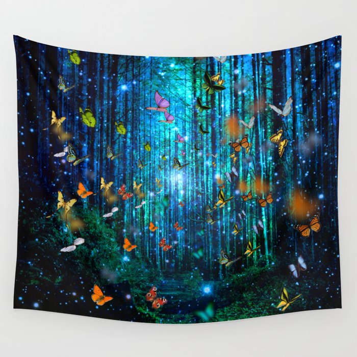 Magical Path Butterflies Wall Tapestry