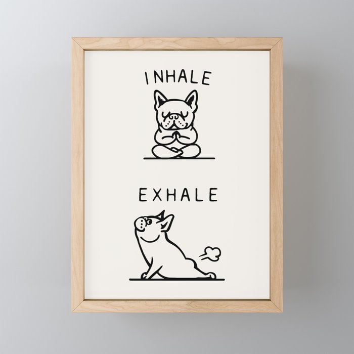 Inhale Exhale Frenchie Framed Mini Art Print