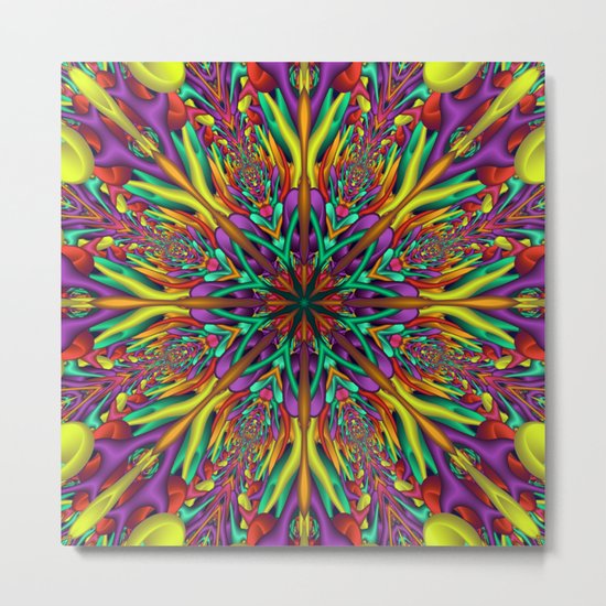 Crazy colors 3D mandala Metal Print