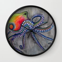 The Beauty Beneath Wall Clock | Octopus, Underwaterart, Oceanlife, Animal, Sealife, Painting, Nature 