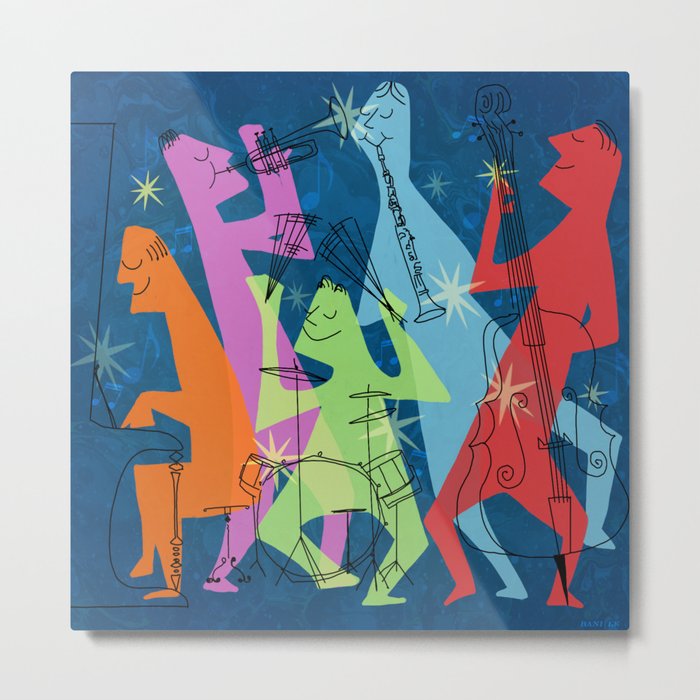 Mid-Century Modern Jazz Band Metal Print