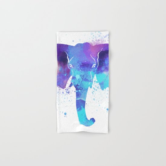 Watercolor Elephant Head Hand & Bath Towel