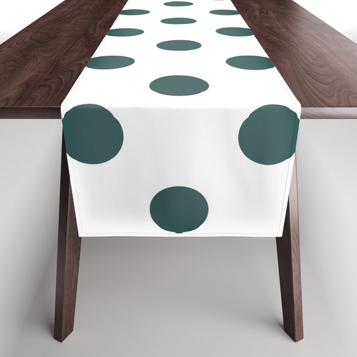 Polka Dots (Jungle Green & White Pattern) Table Runner