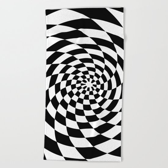 Optical Illusion Op Art Black and White Retro Style Beach Towel