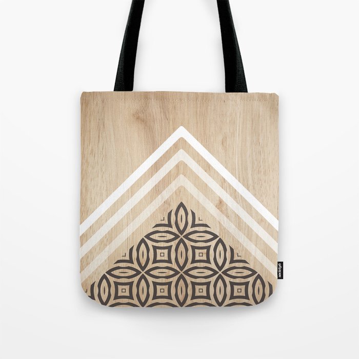 Wood + Geometric with Pattern Tote Bag