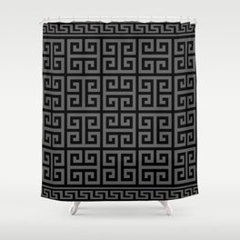 Greek Key (Black & Grey Pattern) Shower Curtain
