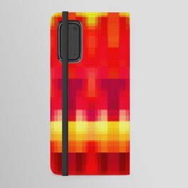 geometric symmetry art pixel square pattern abstract background in red yellow Android Wallet Case