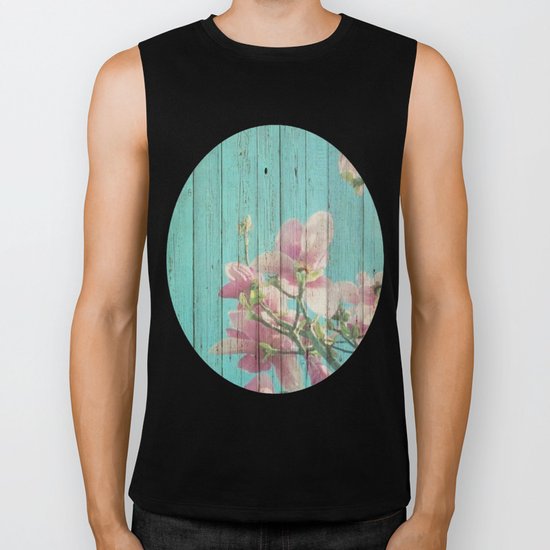 Sweet Flowers on Wood 08 Biker Tank