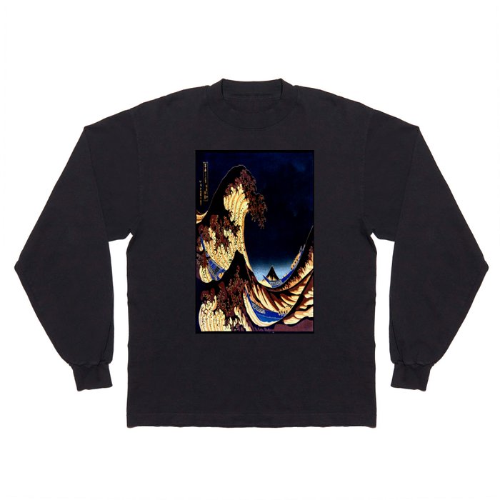 The GREAT Wave Midnight Blue Brown Long Sleeve T Shirt