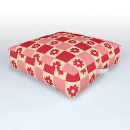 Daisy Checker Pattern (red/pink) Outdoor Floor Cushion