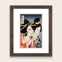 Woman Yelling at Cat Meme - Ukiyo-e style (1 in series of 2) Framed Art Print