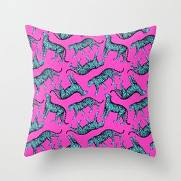 Tigers (Magenta and Blue) Throw Pillow