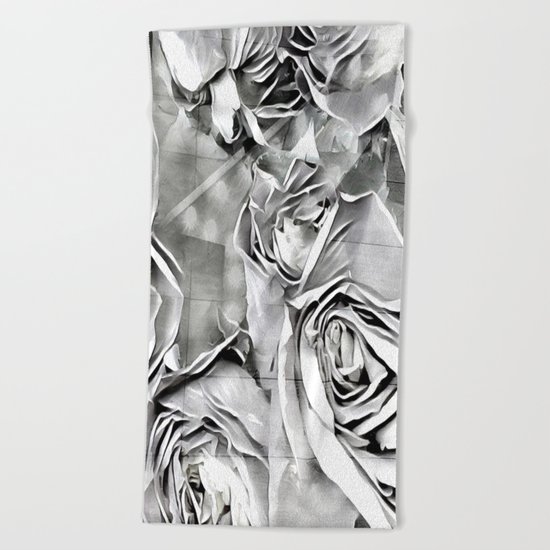 Paper Heart Roses Beach Towel