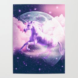 Flying Space Galaxy Unicorn Poster