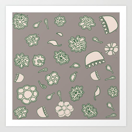 Flower border green Art Print
