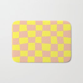 Hand Drawn Checkerboard Pattern (pink/yellow) Bath Mat