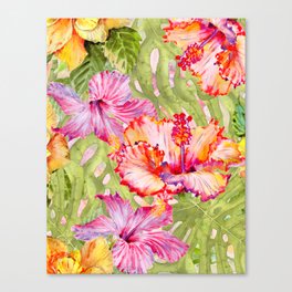 Tropical Summer Sun Colorful Hibiscus Canvas Print