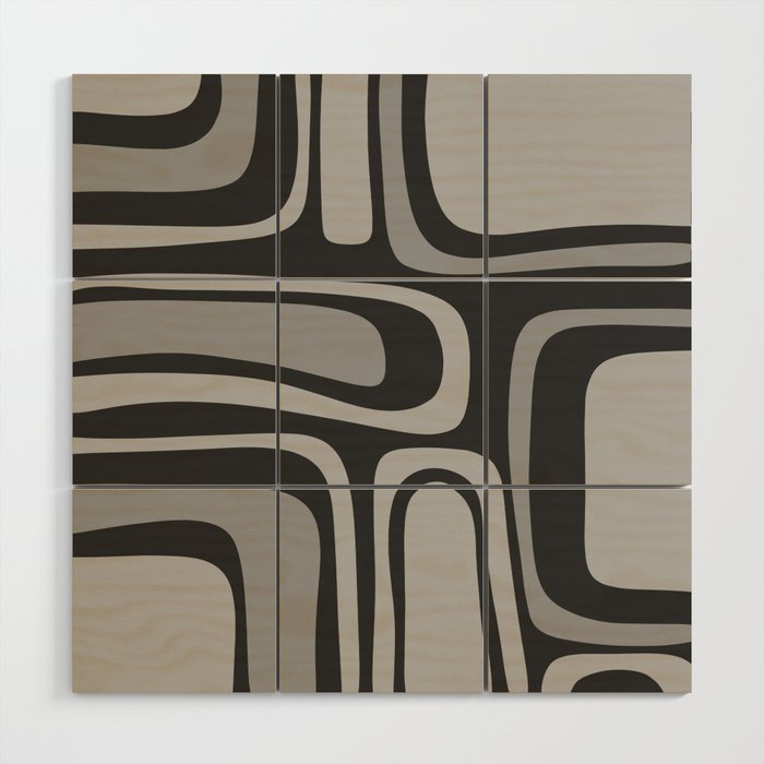 Palm Springs Retro Mid-Century Modern Abstract Pattern in Grey Wood Wall Art