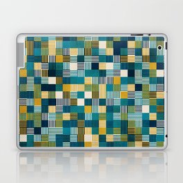 Teal Mustard Mosaic Abstract Art Laptop Skin