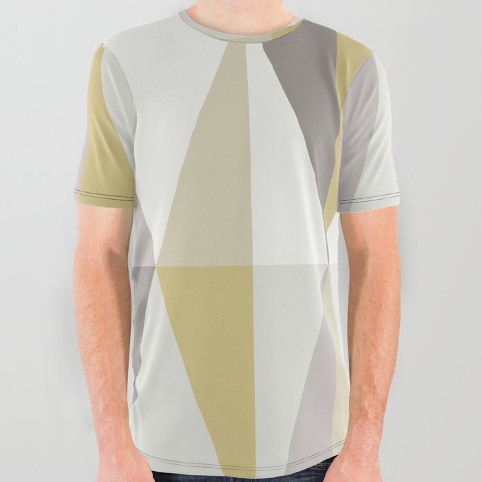 MidCentury Modern Triangles Gold All Over Graphic Tee
